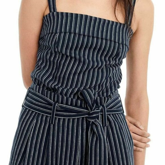 J.crew Point Sur Freddie Linen Turnover Navy Blue & White Striped Bow Tie Top 00 - Picture 6 of 13